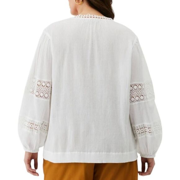 ELLA RAFAELLA WHITE EMBROIDERED PUFF LONG SLEEVE BLOUSES SZ.M EUC. - Picture 2 of 11